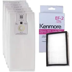 6 Kenmore O/U HEPA Bags 53294 + 1 Sears Kenmore EF-2 Filter 86880