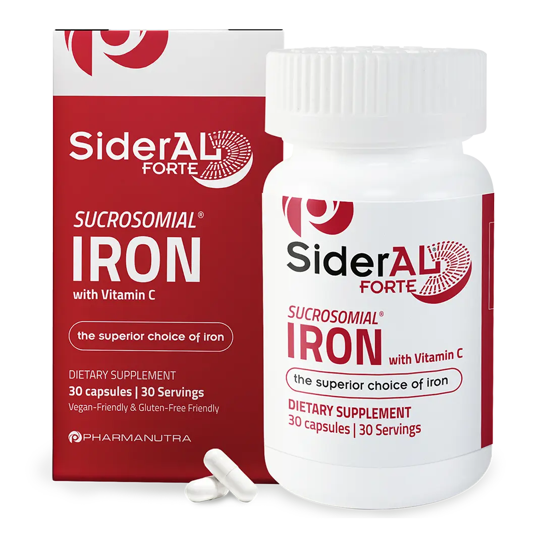 SiderAL Forte Iron & Vitamin C Supplement Capsules Clinically Proven 3-4x Better Absorption Organic Vegan Gluten-Free Lactose-Free 30 Capsules