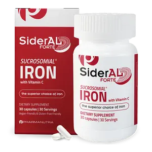 SiderAL Forte Iron & Vitamin C Supplement Capsules Clinically Proven 3-4x Better Absorption Organic Vegan Gluten-Free Lactose-Free 30 Capsules