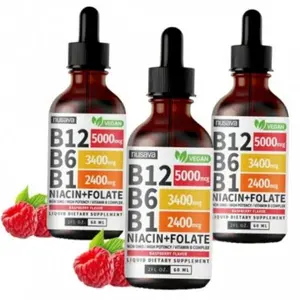 Vitamin B12 Liquid Supplement Drops with B6, B1, Niacin & Folate - Edible Support for Energy, Brain & Heart, Non-GMO Gluten-Free 4 Fl Oz Fitness Dietar3