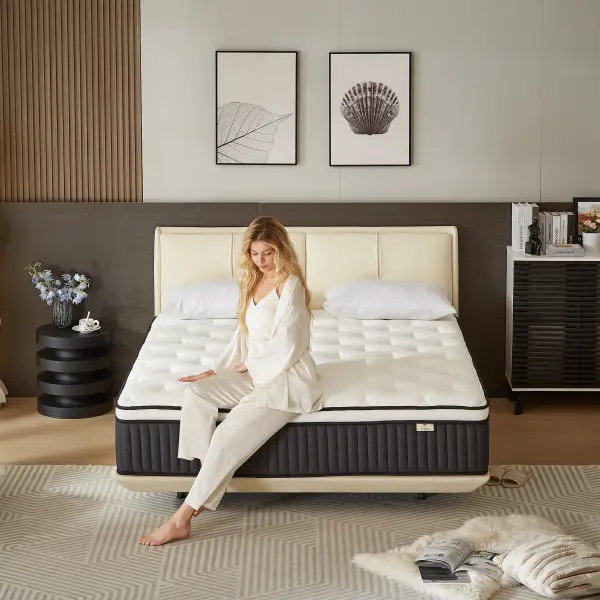 ZYLUMI Queen Mattress, 12" Spring Hybrid Mattress, In-a-Box, Memory Foam, Pocket Spring Mattress, Pressure Relief, Medium Firm Support, CertiPUR-US and Oeko TEX Certified