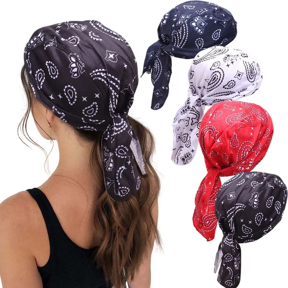 4 Pcs Do Rag Skull Cap Camo Bandana Dew Rags for Men Sweat Wicking Beanie Hard Hat Liners for Cycling Motorcycle momma