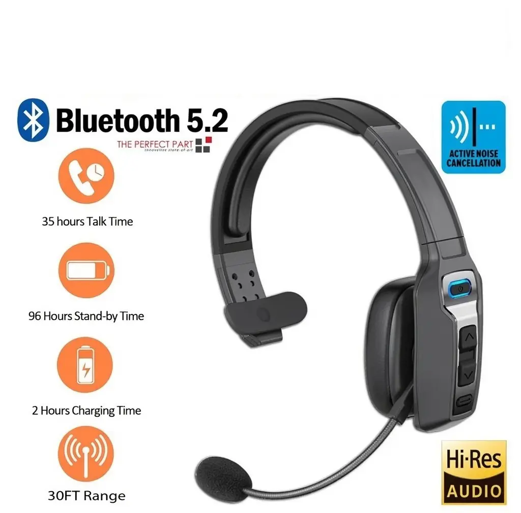 Trucker Bluetooth 5.2 Wireless Headset With Noise Cancelling Mic For Phones PC Trucker Bluetooth 5.2 Wireless Headset With Noise Cancelling Mic For Phones PC