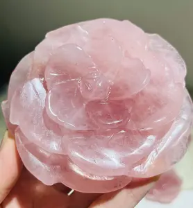1count Natural crystal flower pink quartz rose flower Home Ornament
