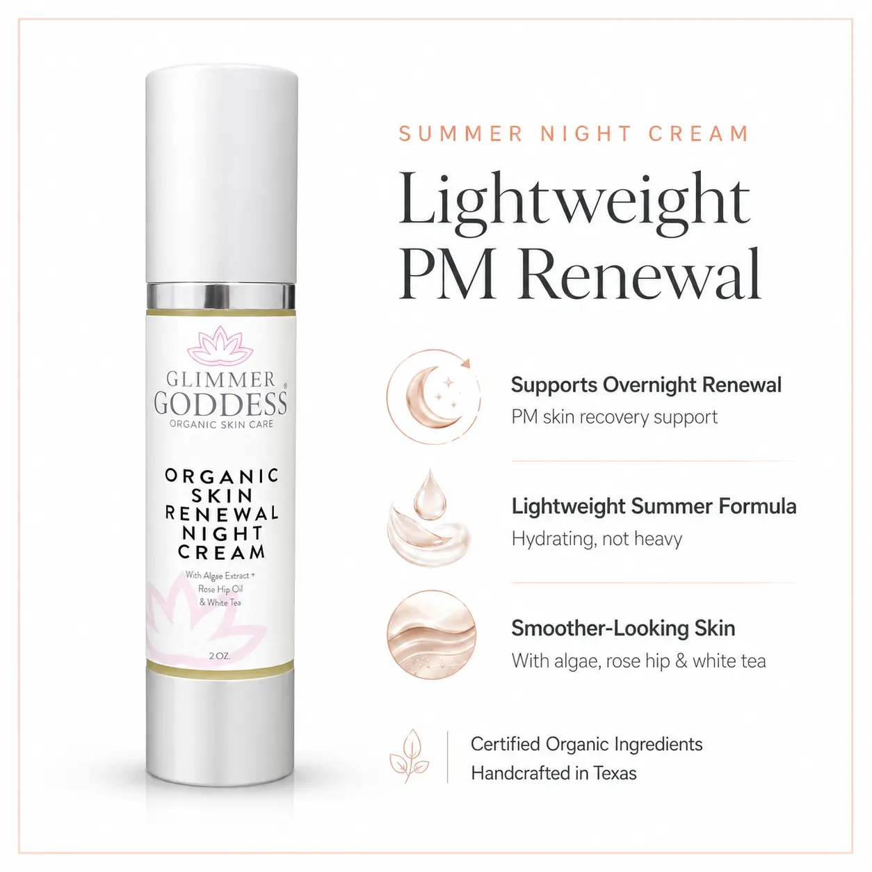 Organic Skin Renewal Night Cream 2 oz – Anti-Aging