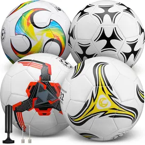 4 Pack Soccer Ball with Pump Size 3 4 5 Deflated for Outdoor Indoor Game Sport Practice Training Gift for Kid Youth Teen Adult Charity Donation