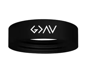 God is Greater Than The Highs and Lows Sports Stretch Headband Black White Sweatband Running Football Soccer Weightlifting Faith Christian Love Jesus Workout Accessories Men Women Teens Youth Kids Scripture Romans 8:28 John 3:16 G>^v G>^∨ G>∧∨ G>/\v