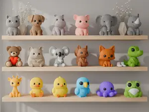 Knitted Animal Figurines • 25+ Animals • Desk Decor or Keychain Option • 3d Printed