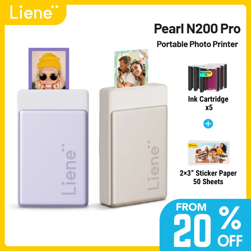 Liene Pearl N200 Pro Portable Photo Printer, Instant Mini Picture Printer for iPhone Smartphone, Thermal Dye Sublimation, Bluetooth Sticker Printer 50 Sheets 2x3 Adhesive Paper & 5 Cartridges, outdoor fun, SummerVibes, pet lovers, Mother's Day