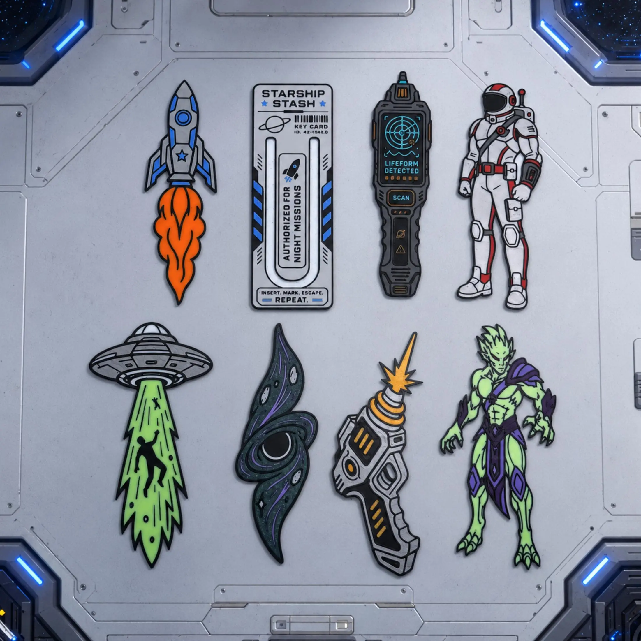 Sci Fi Bookmark Set | Optional Magnetic Starship Stash Case