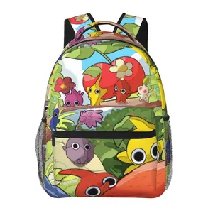 Large-capacity Pikmin backpack — Pikmin laptop backpack for daily commuting, business, and hiking; cartoon casual Pikmin merchandise travel daypack and school bag for kids, women, men, and gift giving