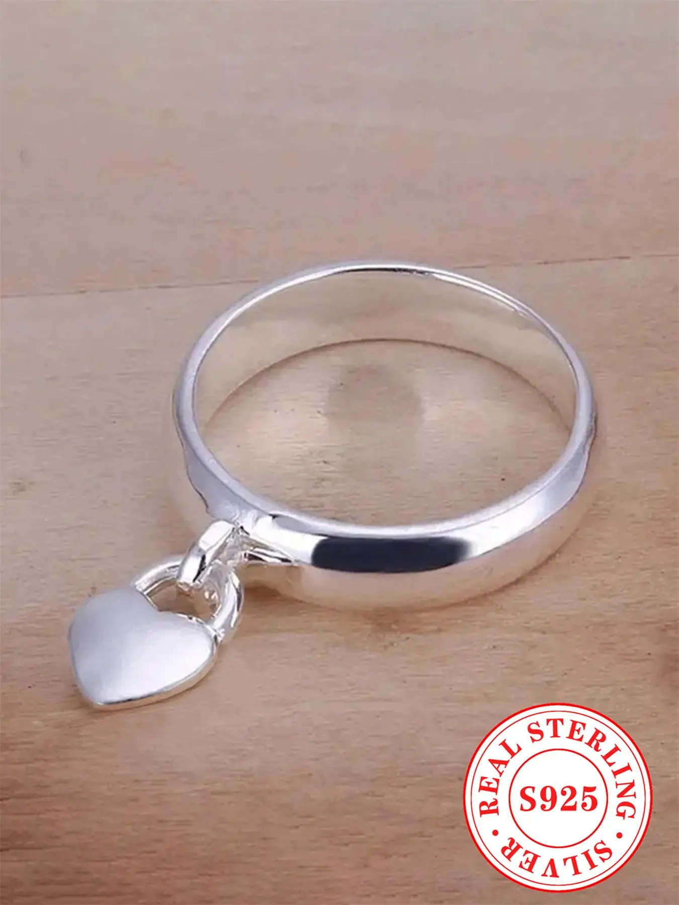 S925 Sterling Silver Heart Shaped Ring, Fashion Accessories for Women & Girls, Trendy All-match & Exquisite Jewelry for Birthday Gift