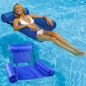 Inflatable Floating Water Hammock, Foldable Portable Pool Lounge Chair, No Air Pump Needed, Home Pool Beach Relaxation Inflatable Mattress