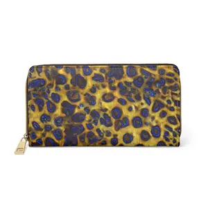 Elegant Blue Ring Octopus Faux Leather Zipper Wallet