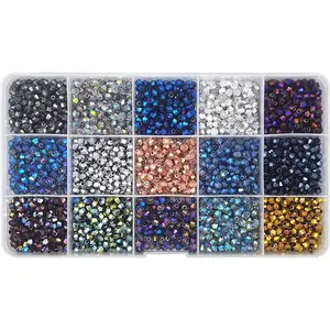 Approx 2400 count 4mm Electroplated Multicolor Bicone Beads for  Bracelet Making Bulk Faceted  Glass Briolette Beads