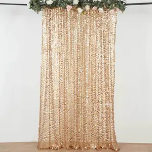 Matte Champagne Big Payette Sequin Backdrop Drape Curtain, Photo Booth Event Divider Panel - 8ftx8ft