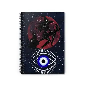 Witchy Moon Flight Notebook | Evil Eye Protection Journal | Celestial Witch Spiral Notebook