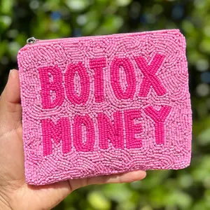 Pink Botox Money Small Beaded Pouch