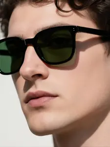 Unisex Casual Tinted Lens Square Frame Sunglasses, Trendy Casual High Quality Sunglasses for Everyday Use, Fashion Accessories for Outdoor Activities