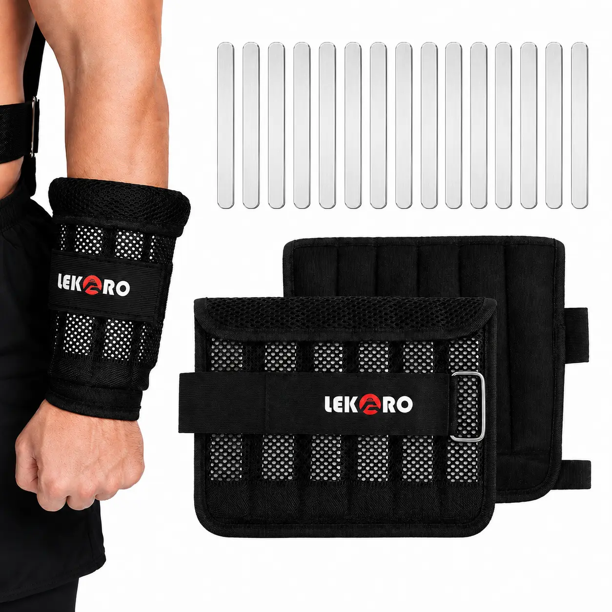 LEKARO Adjustable Wrist Arm Weights (1 Pair) for Men & Women, Soft Ankle Weights with Velcro Straps for Upper Body Workout & Resistance Training, Toned Arms, Strength Training, Home Workout Gear, Strength Training Equipment tiktokshopbacktoschool, Unisex