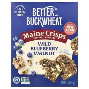 Better with Buckwheat Maine Crisps Snackable Crackers, Wild Blueberry Walnut, 4 oz (113 g)