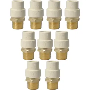 1/2 inch Male NPT x 1/2 inch CPVC Adapter, 1/2 inch CPVC Male Adapter, Brass, 10 count