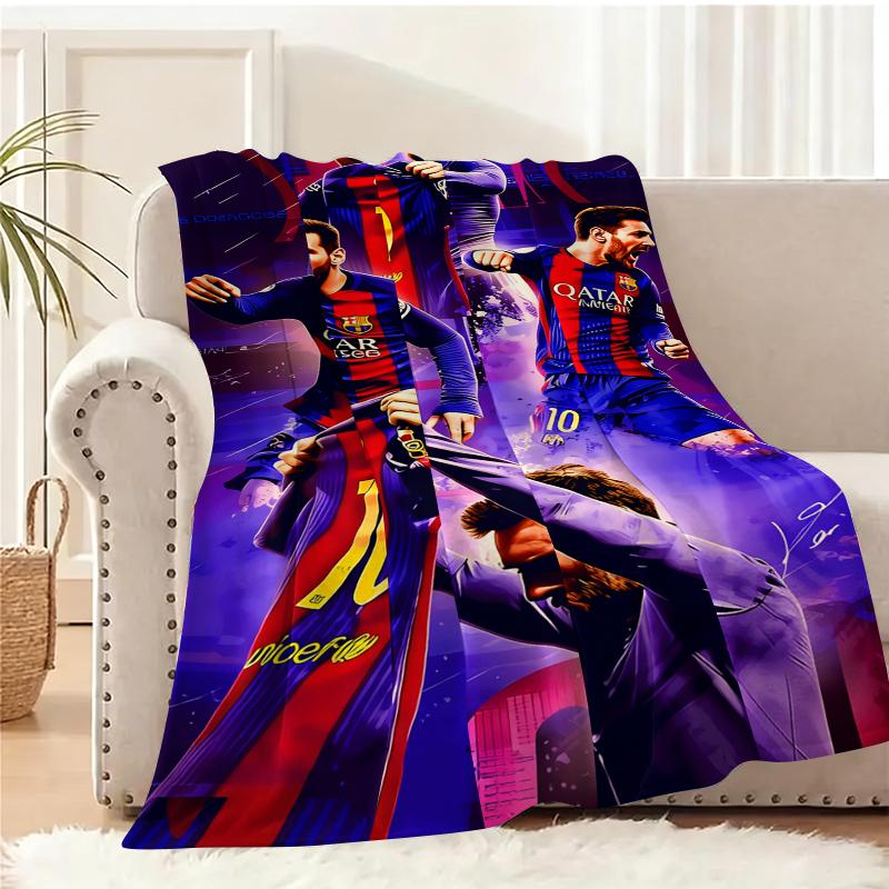 Leo Messi Blanket NO.10 Football Blanket Football Fans Gifts Soft Flannel Blanket Suitable For Sofa Beds Living Rooms Beloved By Both Adults And Children Birthday Gifts Holiday Party Home Decor Suitable for all four seasons