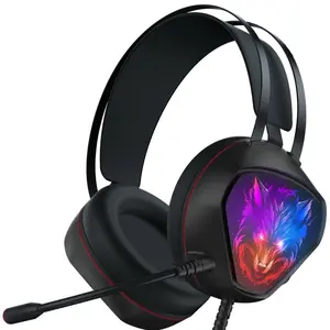 Ecomoment Gaming Headset for PC, PS5, Xbox Series X/S, Xbox One, Switch, MAC, Xbox Headset with Noise Canceling Microphone, Wired Over-Ear Gaming Headphones with RGB Light&Bass Surround
