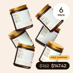 White Elephant Prik Nam Mun - 6 PACK | Premium Thai Chili Crisp (8 oz) | Artisanal Chili Crunch with Extra Virgin Olive Oil, Organic Shallots, Garlic & Truffles | Gourmet Hot Chili Oil