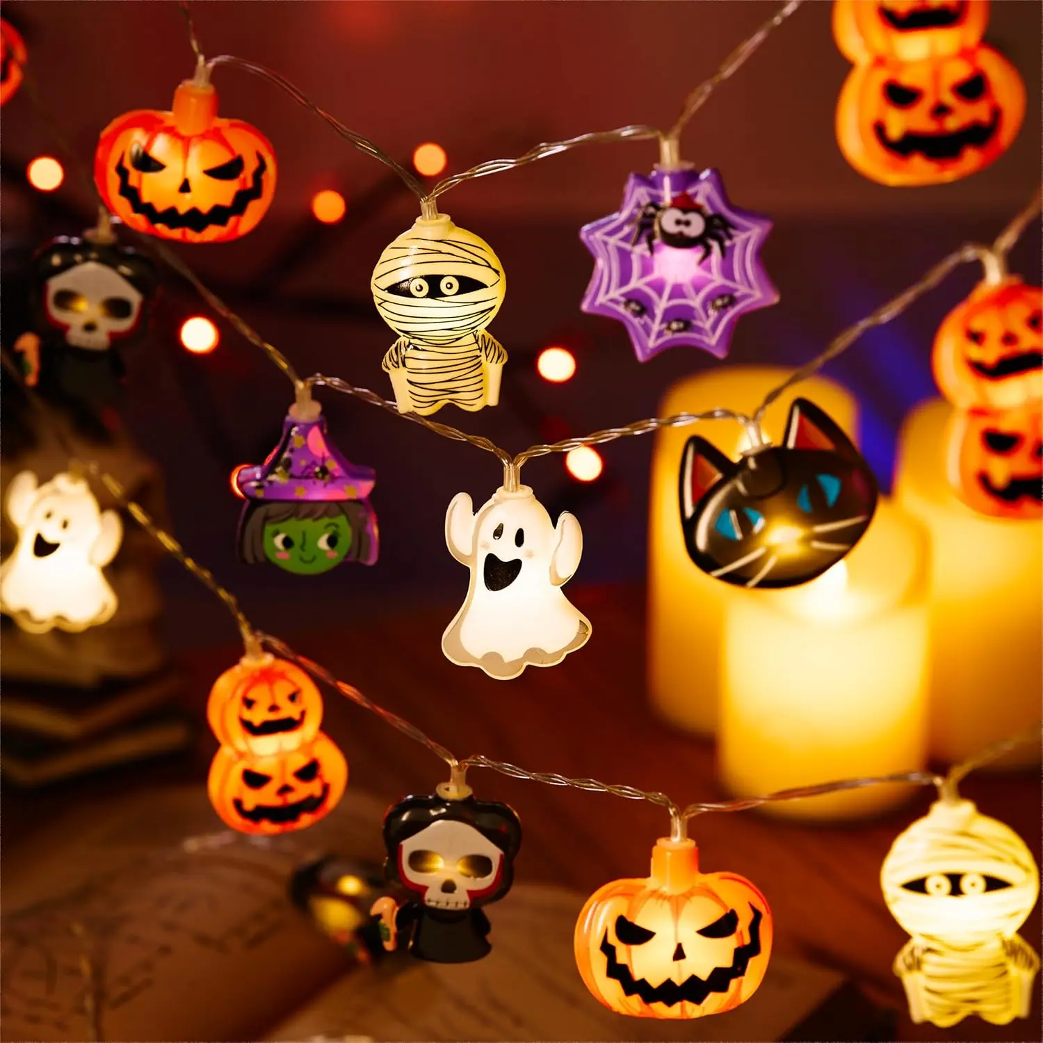 Halloween String Lights Decorations, 20 LED Halloween Window Lights Battery Operated (Not Included) with Timer Function and 8 Flashing Modes, Window Lights for Home Halloween Party Decor