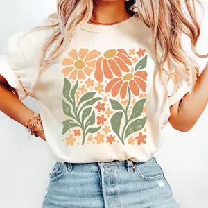Boho Daisy Flower Unisex T-Shirt Retro Floral Botanical Shirt