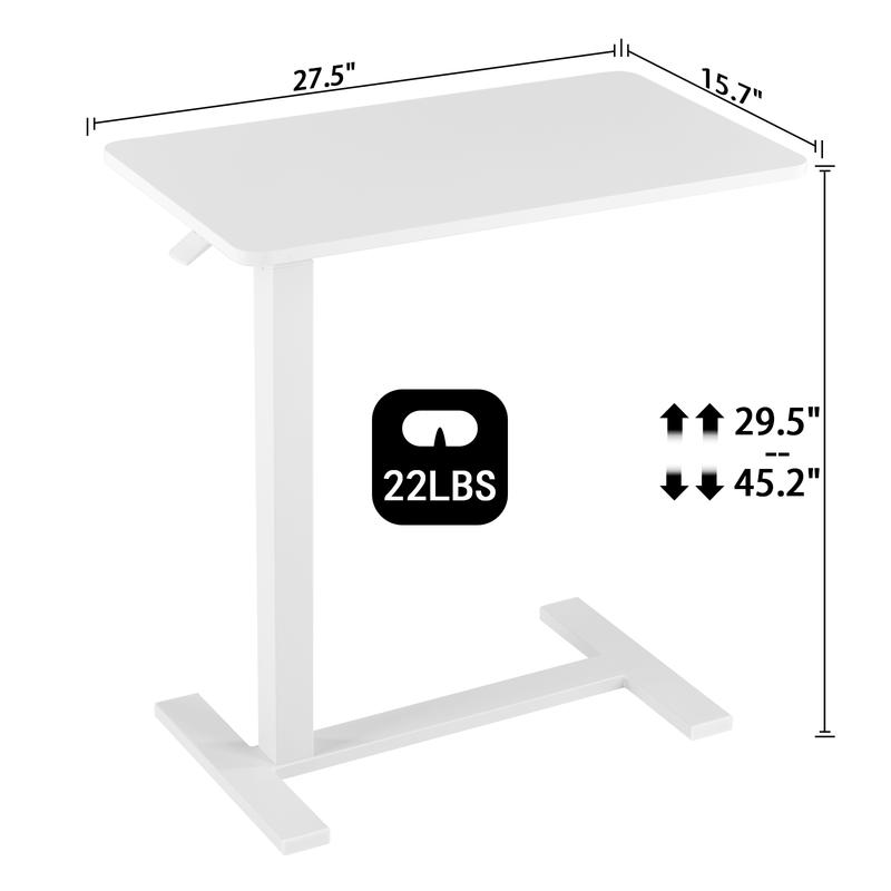 Overbed Bedside Table with Wheels, Adjustable Hospital & Home Use Bed Table, Rolling Laptop Table, Mobile Standing Desk