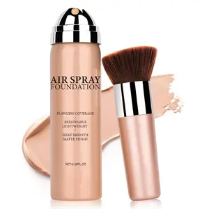 Foundation Spray Full Coverage Foundation Matte Air Cushion Foundation Face Airbrush Makeup Foundation Set with Soft Makeup Brush - Natural