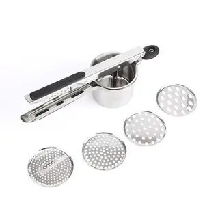 Stainless Steel Potato Ricer With 4 Interchangeable Discs For Efficient Fruits And Vegetable Mashing Ideal For Infants' Moms Chefs Cooking Lovers Gifts Durable Kitchen Utensils Free And Fast Shipping
