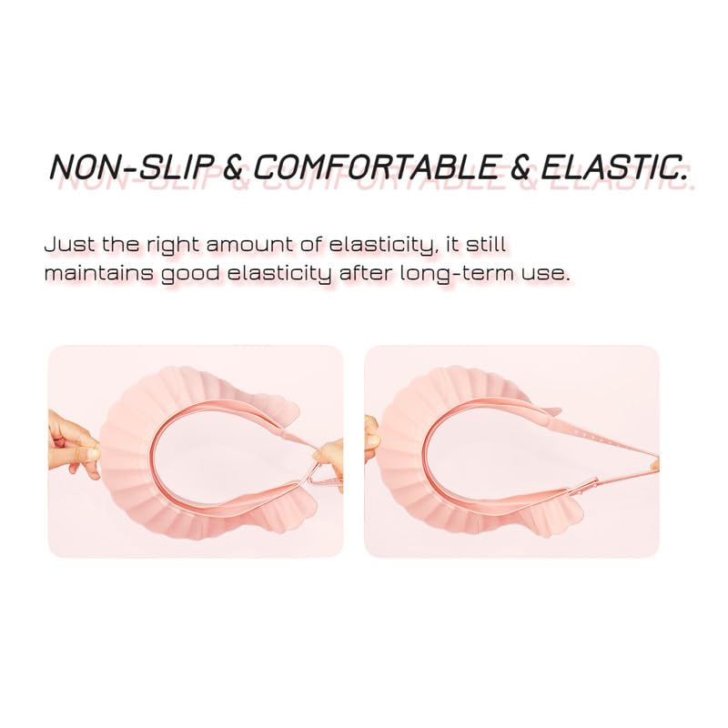 Baby Shower Cap Shield, Baby Hair Wash Hat, Shower Cap for Kids, Pink Bathing Cap Bath Hat Bathing Safe Silicone Protection, Soft Adjustable Visor Hat for Protector Head Eye Ear