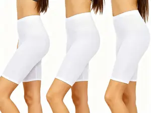 518#3pc Women's High Waist Compression Yoga Shorts White Athletic Workout Running Shorts Moisture Wicking Performance Wear