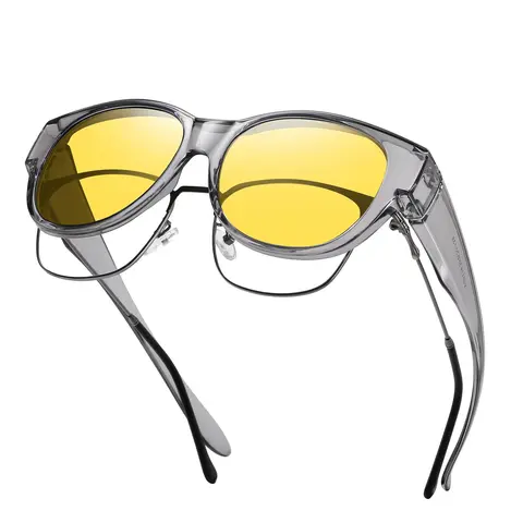 HAOLOTA Night Vision Driving Glasses Women's Anti-Glare, Polarized HD Yellow Lens, Fit Over Prescription Eyewear, Stylish Cat-Eye TR90 Frame, Durable for Night Driving & Outdoor Protection, Cuts Glare for Clearer Night.