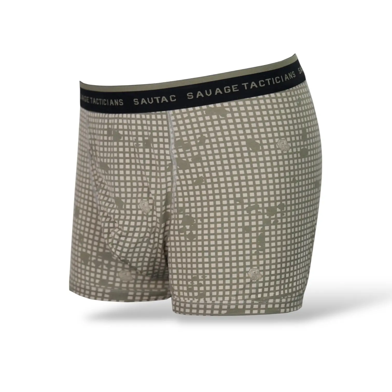 Men's Desert Night Camo Trunk Briefs - Modal Knitted Underwear with 1 3/8" Knitted Waistband, Side Fly, Built-in EDC Pouch, Comfy Soft Fabric