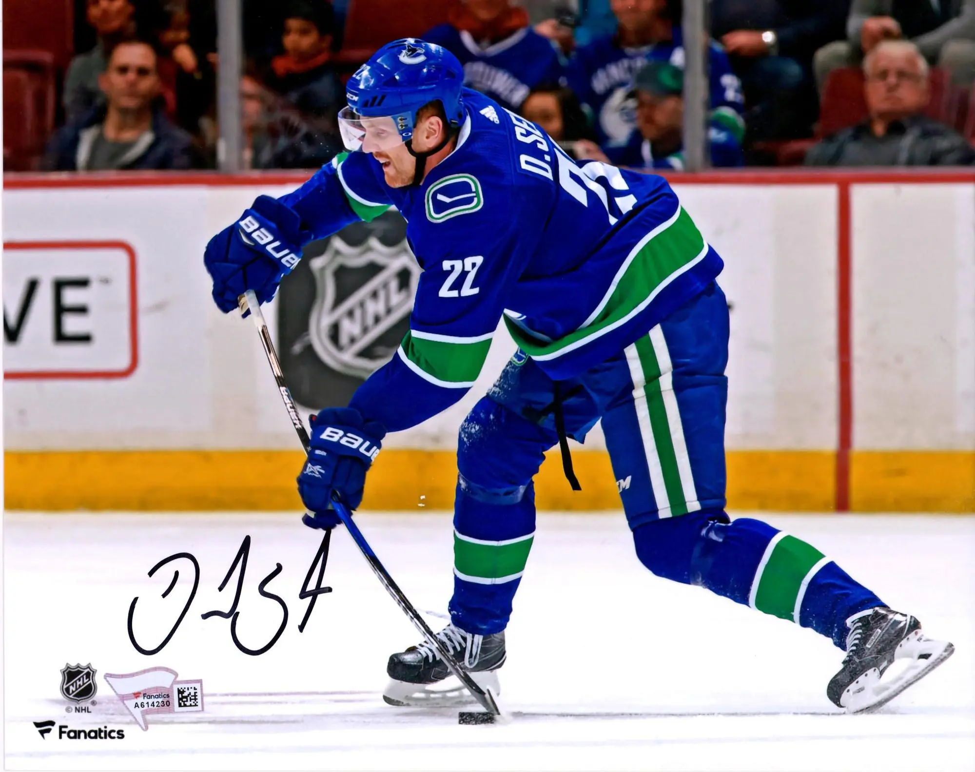 Daniel Sedin Vancouver Canucks Autographed 8" x 10" Blue Jersey Shooting Photograph - Fanatics Authentic Certified