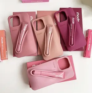 Rhode With Lip Gloss Phone Case iPhone 16 15 14 13 12 11 Pro Max Plus Silicone Lipstick DIY Espresso Bread Ribbon Box Cover