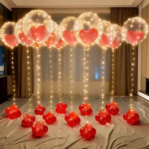 10/20 Pack LED Balloons, 20 Inches Light Up Balloons, Clear Helium Bobo Balloons, Glow Bubble With String Lights for Valentines Day, Halloween, Christmas, Wedding, Birthday Party Decoration