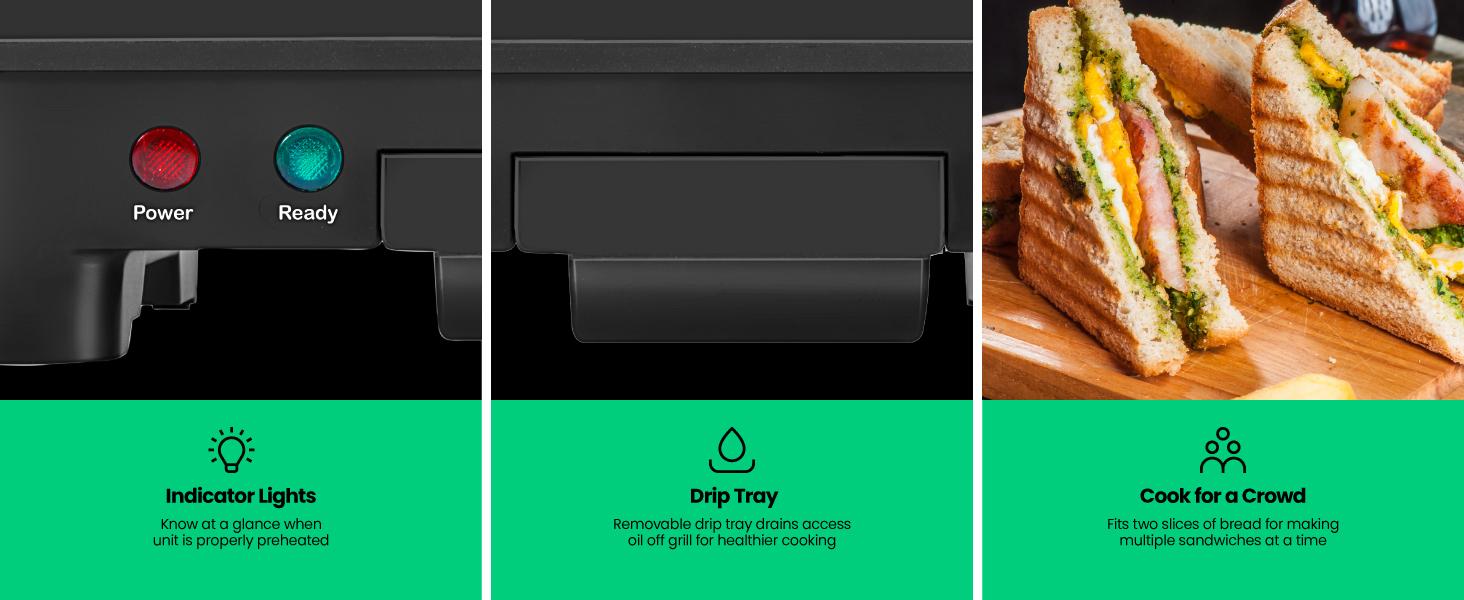 Chefman 3-in-1 Panini Press & Grill, 2-Slice Non-Stick, Opens Flat - Stainless Steel Chefman 3-in-1 Panini Press & Grill, 2-Slice Non-Stick, Opens Flat - Stainless Steel