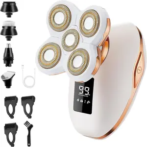 Electric Razors for Women, 5D Facial Hair Removal, 5-in-1 Wet/Dry Bikini Trimmer, Electric Shaver for Women, Rechargeable Face Shaver for Arms Legs Armpit Pubic Area, Painless Womens Grooming Kit