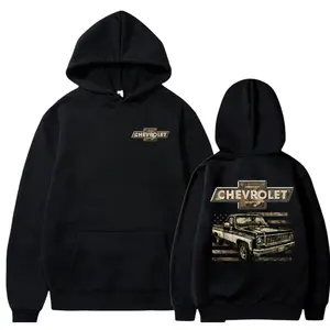Chevy Truck 2 Sided Hoodie, Sweatshirt, T-Shirt, Vintage American Flag & Classic Pickup Graphic, Retro Tee for Classic Car Lovers, Gift For Men For Husband
