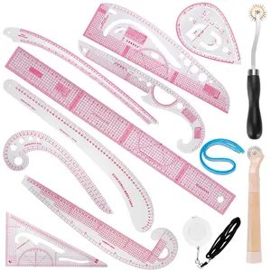 13Pcs Styling Sewing French Curve Ruler Set,Dress Makers Rulers Clear Sewing Tailors Pattern Making Ruler for Fashion Design and Guides