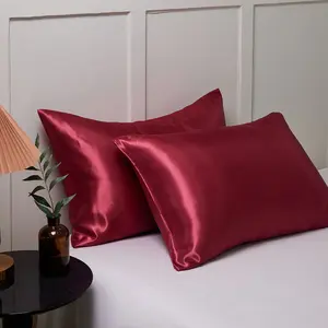 Luxury Soft Silk Pillowcases, Breathable Skin-Friendly Cool Feeling, Pure Color Envelope Closure, Bedding, Christmas Gift