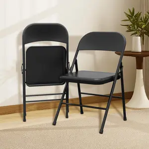 2/4 Pack Folding Chairs, Outdoor Metal Folding Chairs, Durable Steel Frame, Heavy Duty Foldable Commercial Seating for Picnic, Party, Patio
