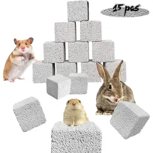 15 Pcs Rabbits Lava Blocks Bunny Teeth Grinding Stone Small Animal Mineral Calcium Stone Chews Toy for Hamsters,Chinchillas and Parrot