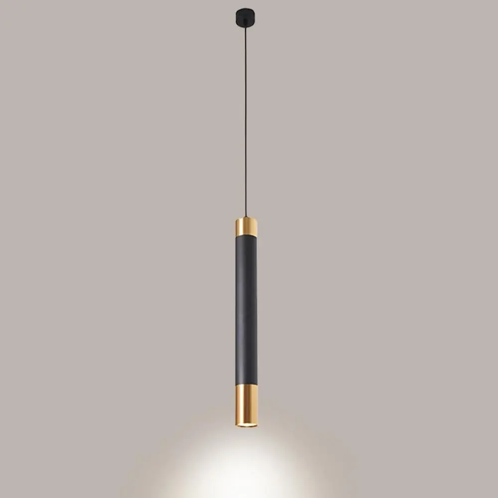 Black Metal Strip Pendant Lights, Creative Long Tube Island Lamp, Modern 5W LED Chandeliers, Bar Counter Decoration Lighting Flute Spotlight, Simple Bedroom Bedside Pendant Lamps 4000K