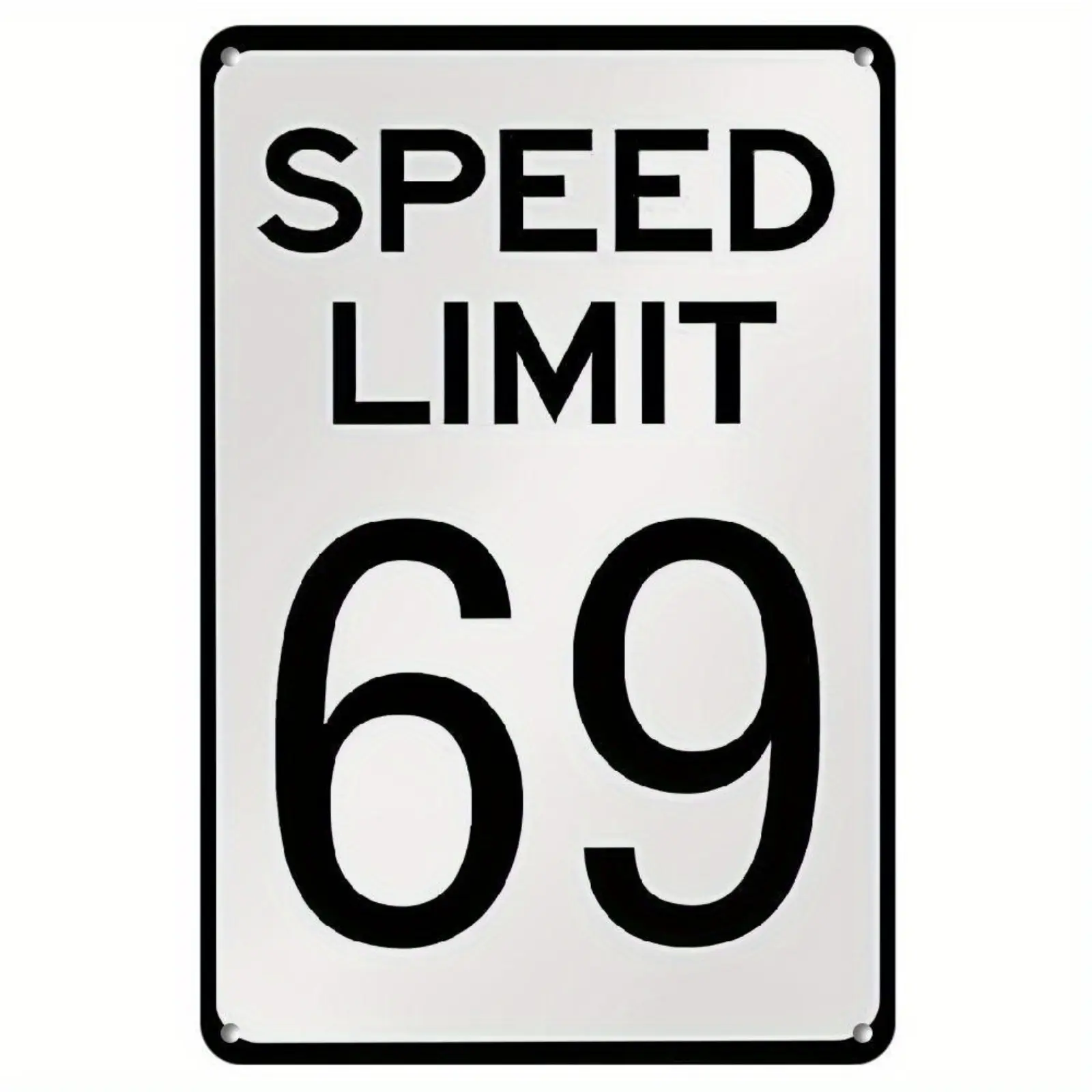 Vintage Industrial Durable Metal Wall Plaque - Retro Tin 69 Speed Limit Sign, Lightweight Metal Artwork, Chic Crafted Home Decor Products, Garage Gift